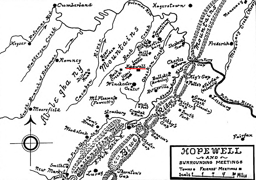 Alexander Ross donated land within his grant for the Hopewell Meeting House