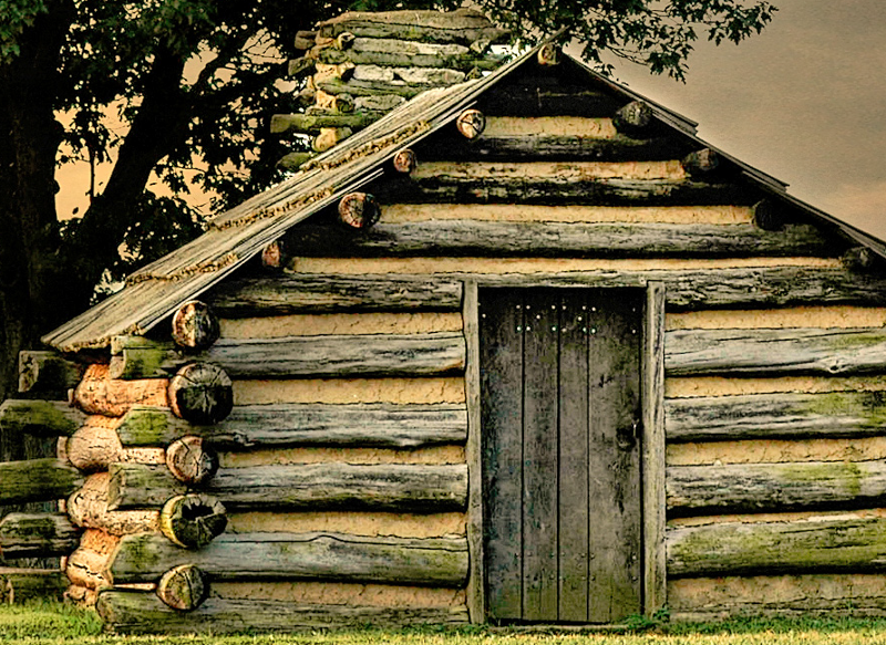 the first cabins built on the western fringes of settlement took advantage of locally-abundant wood - but could be destroyed easily by fire