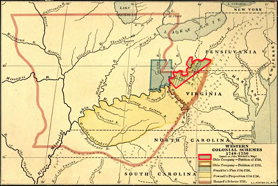 the Ohio Company originally sought 500,000 acres, primarily south of the Ohio River