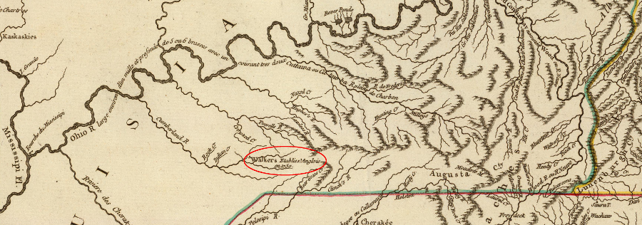 French maps in 1755 also showed Thomas Walker's 1750 house