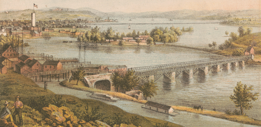 the first Aqueduct Bridge was designed exclusively for use by canal boats, and not for people, horses, or wagons