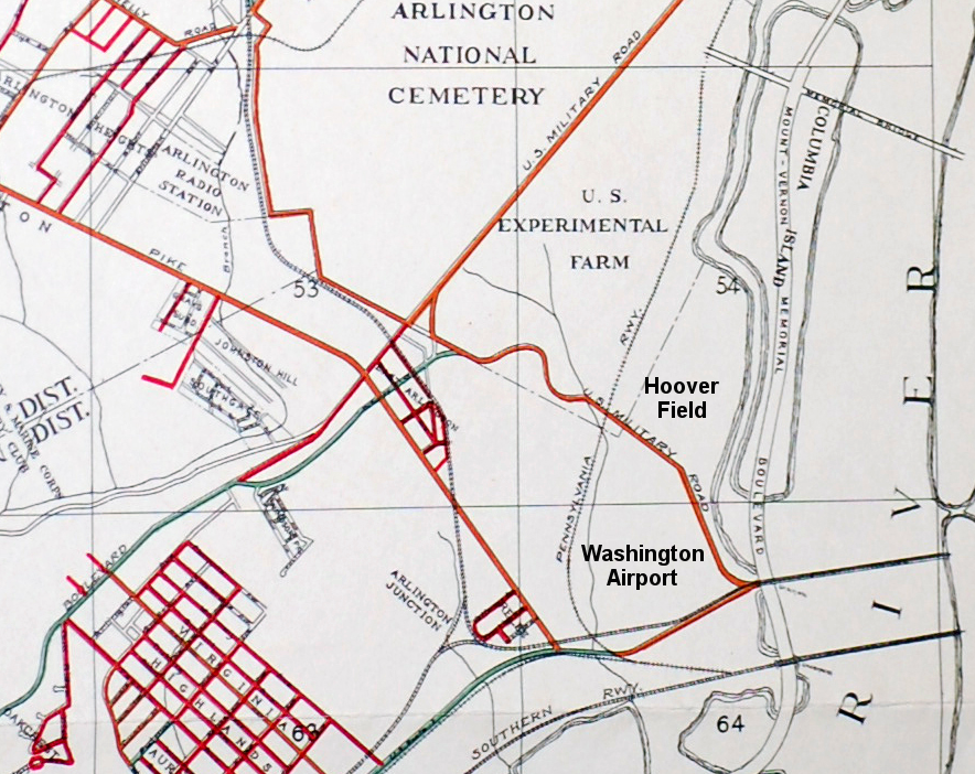 Washington Airport and Hoover Field, separated by Military Road
