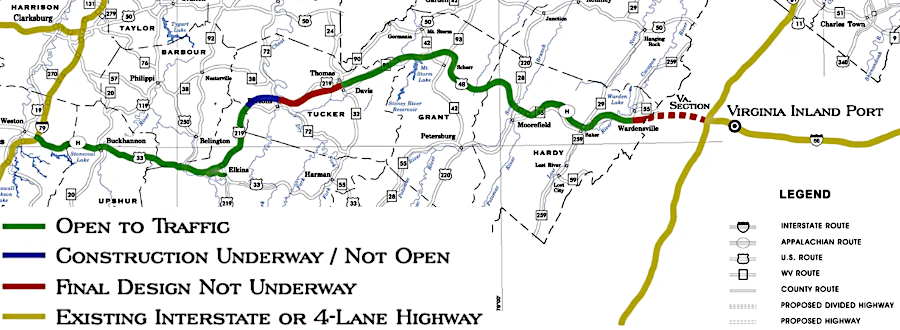 West Virginia expects Corridor H to be extended east through Frederick and Shenandoah counties to I-81, parallel to US 48/Virginia Route 55