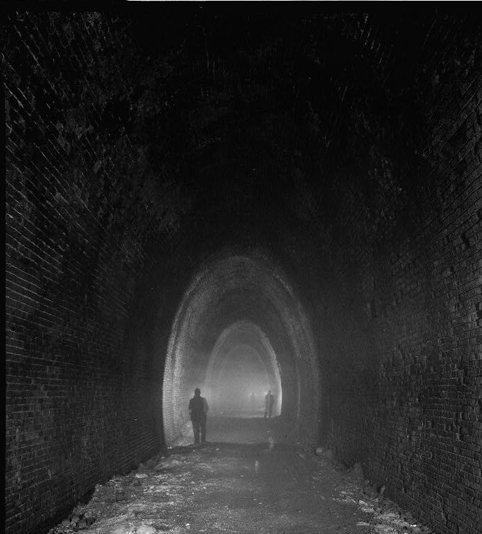 the western end of the tunnel was reinforced with a brick lining