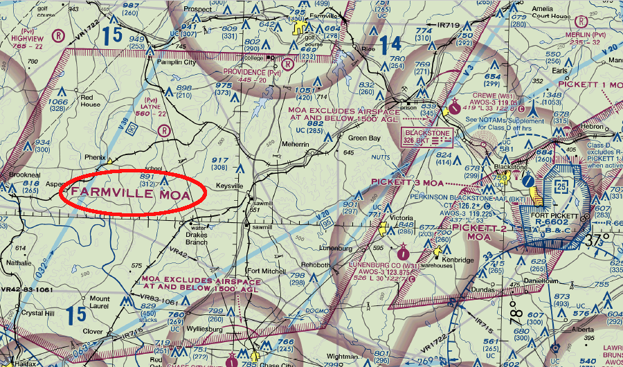 Military Operations Areas limit flights around military bases in Virginia