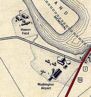Military Road separated the fields used as a landing strip at Washington Airport and Hoover Field