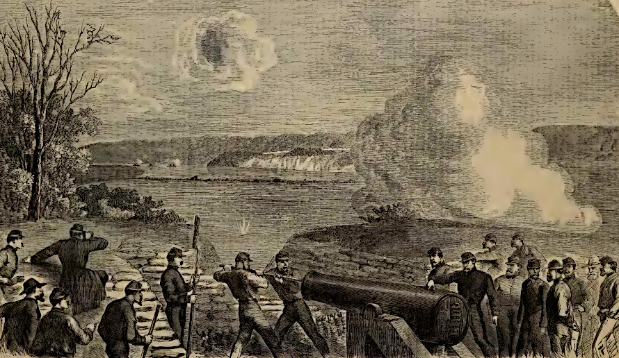 the Confederates shelled Union troops trying to build the canal at Dutch Gap