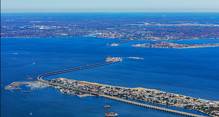 Hampton Roads Bridge-Tunnel under construction in 2022
