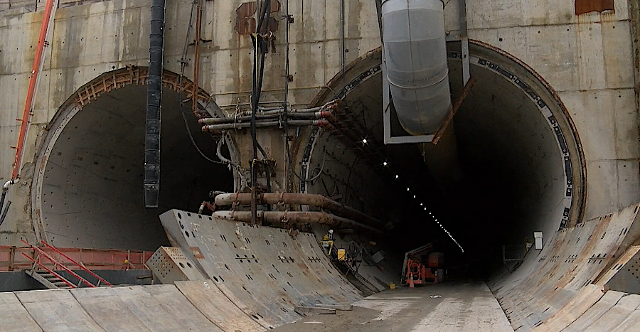 headwall of the two new tunnels, on North Island looking south in 2025