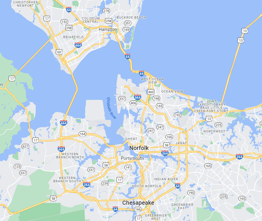 I-664 connects to I-64 at two places, so it uses an even number (6) at the start of its three-number designation