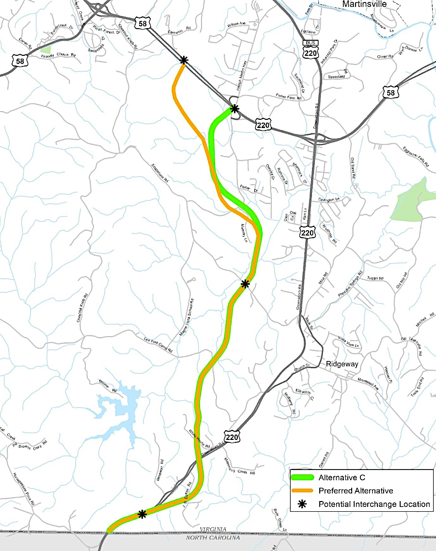 the proposed Martinsville Southern Connector was intended to create an access-controlled highway between Route 58 and the North Carolina border