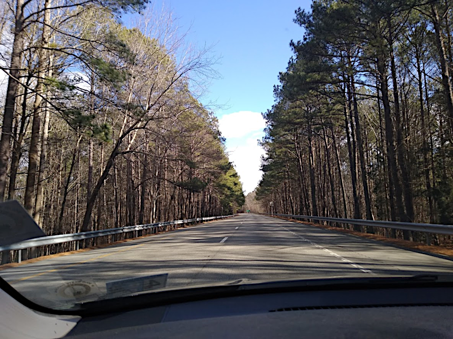 south of Emporia, much of I-95 is through an undeveloped forested area