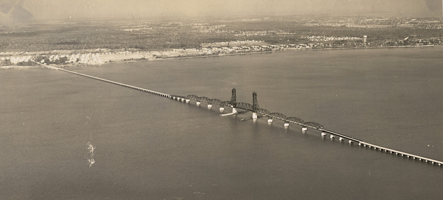 the James River Bridge in 1941, 13 years after it was built in 1928
