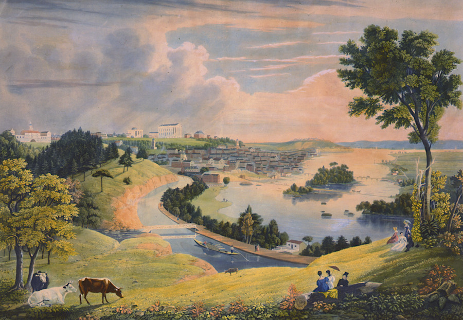 the James River and Kanawha Canal passed through Richmond on the north bank of the James River