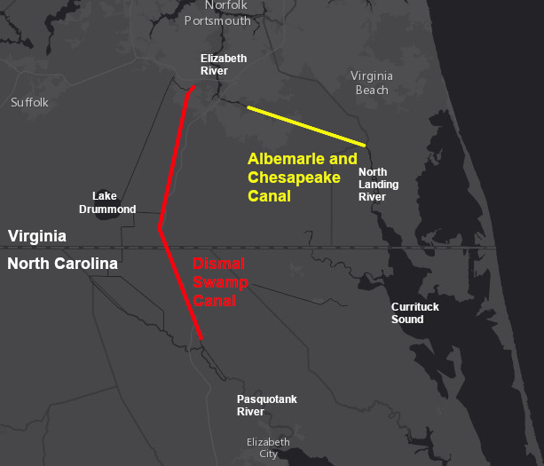 the Dismal Swamp Canal was completed in 1805, 54 years before the Albemarle and Chesapeake Canal
