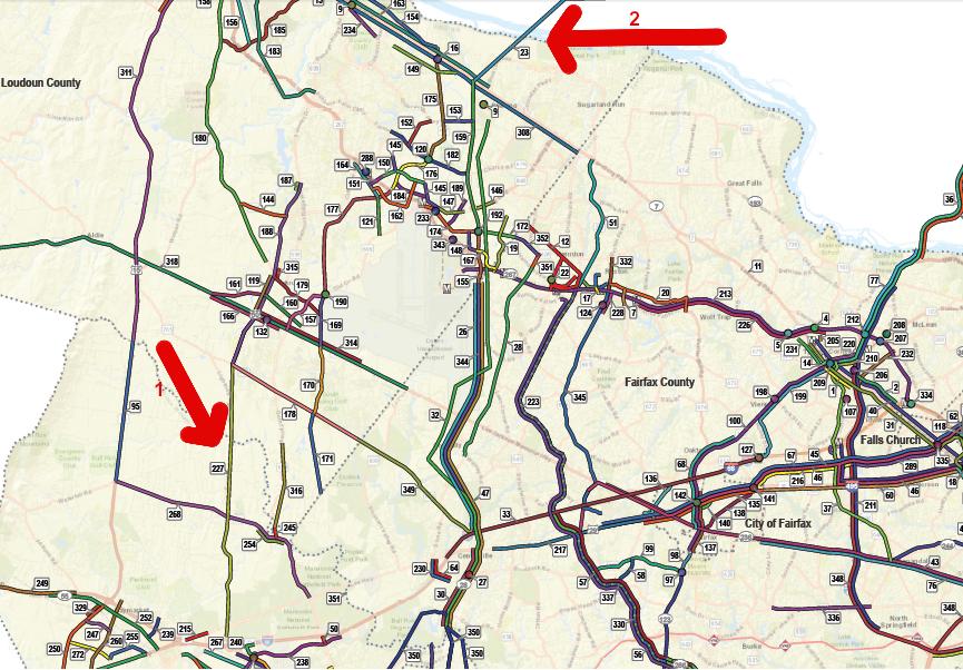 the Northern Virginia Transportation Authority still plans for both the Bi-County Parkway (1) and a new bridge across the Potomac River (2)