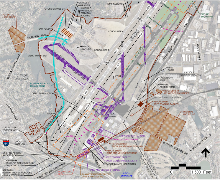 the proposed second runway at the Norfolk International Airport (ORF) included eliminating the shorter crosswind runway
