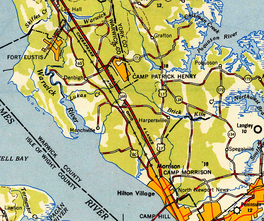 Camp Patrick Henry was converted after World War II into Patrick Henry Field, now Newport News/Williamsburg International Airport (PHF)