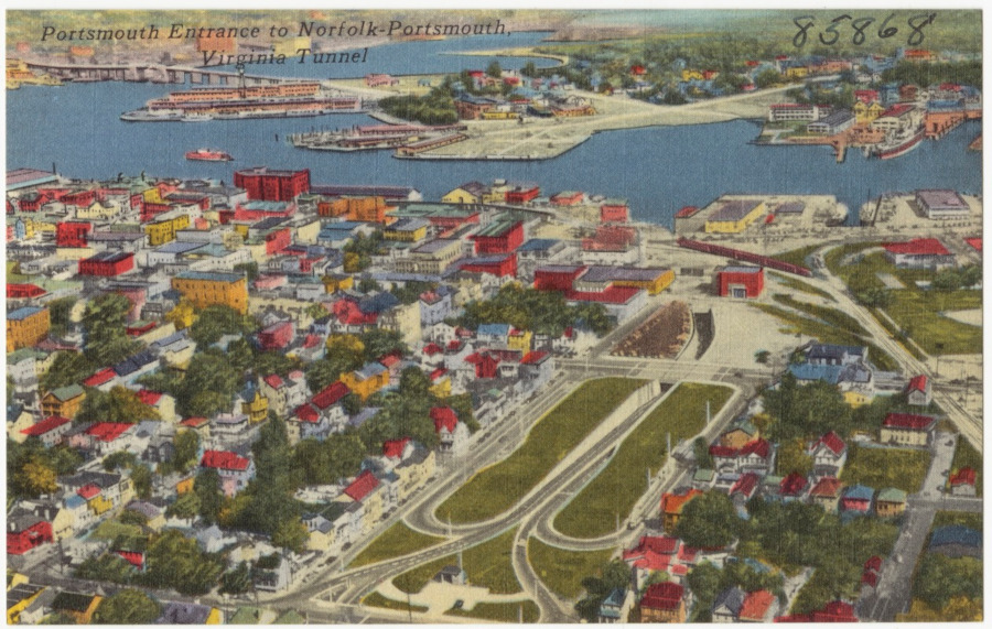 the first highway tunnel to Norfolk linked it to Portsmouth, and passed underneath the Elizabeth River