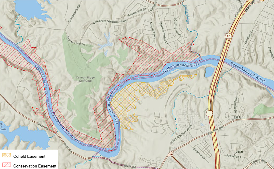 on the southern edge of the Rapahannock River, one easement co-held by the Virginia Outdoors Foundation (VOF) did not authorize a new bridge