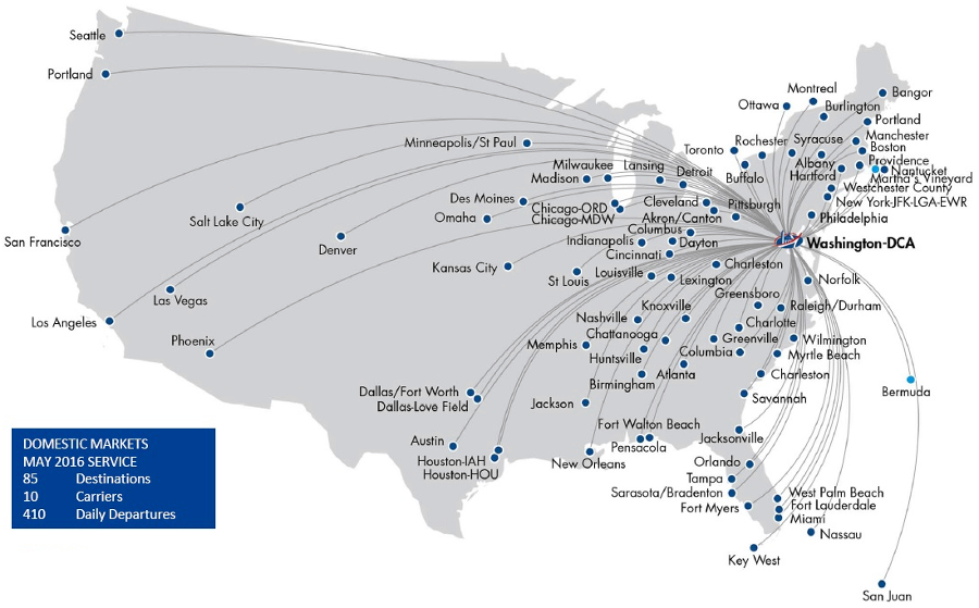 by 2023, 20 daily round-trip flights from Reagan National (DCA) exceeded the 1,250 miles perimeter limit