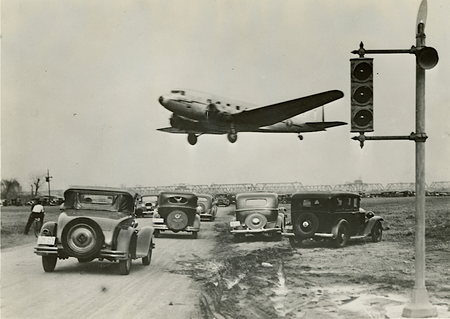 using Hoover Field required competing with automobile traffic