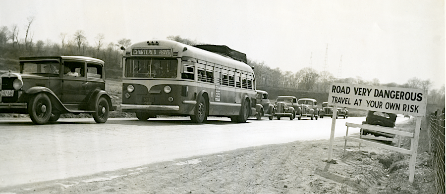 using Hoover Field required competing with automobile traffic