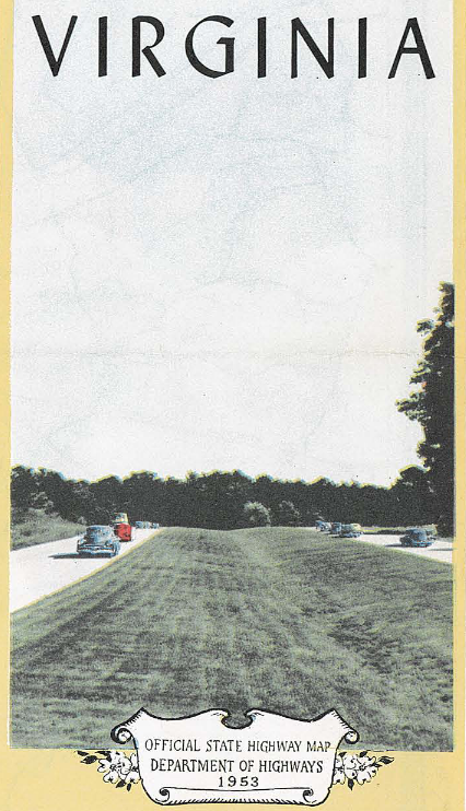 Virginia's official highway map featured the Shirley Highway in several years, including 1951 and 1953