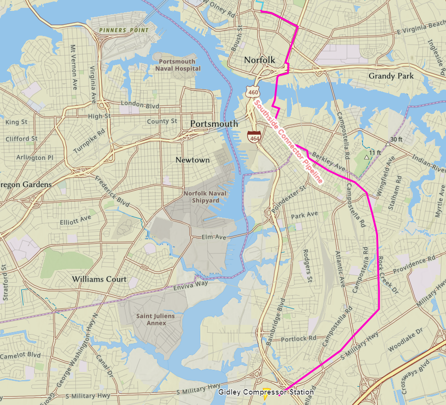 the Southside Connector linked two Virginia Natural Gas pipelines when the new pipeline was completed in 2019