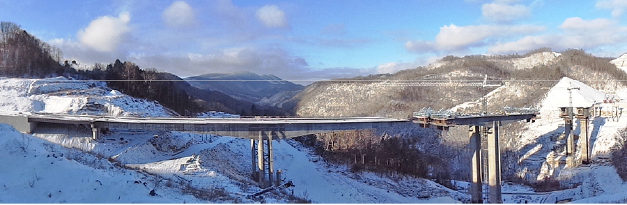 Corridor Q 460 Connector Phase I bridge under construction near Breaks Interstate Park