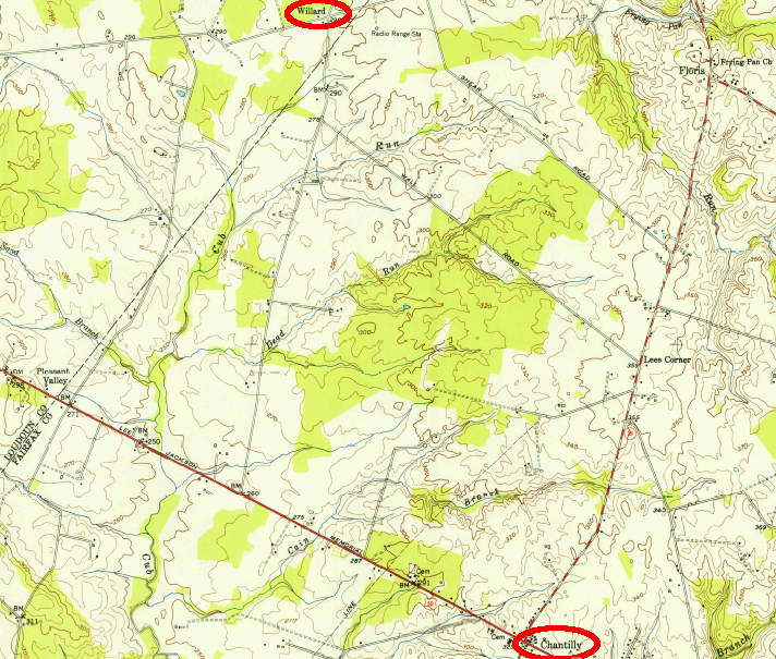 the location for the second Federal airport to serve DC was called Chantilly, but the actual location was at Willard
