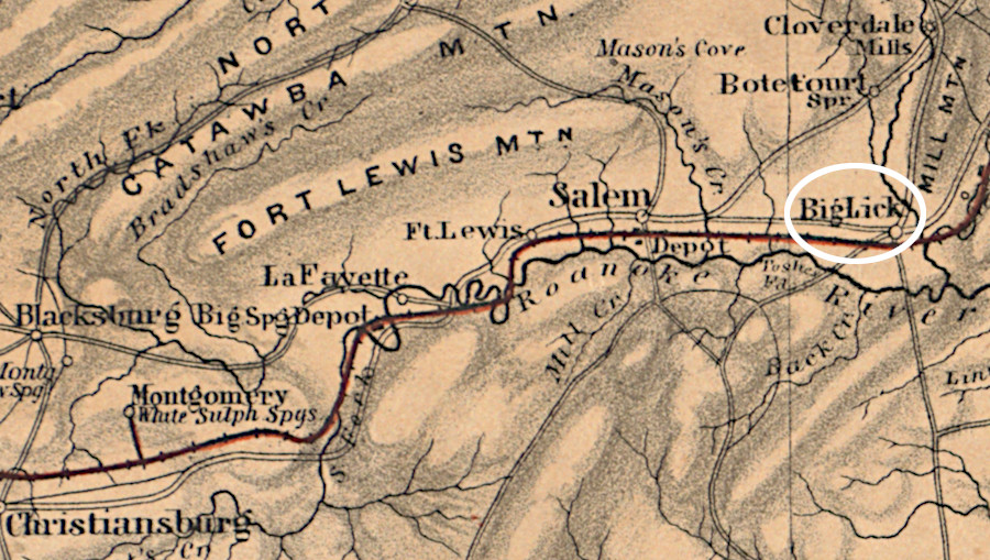 after the Shenandoah Valley Railroad joined the Virginia and Tennessee Railroad, Big Lick developed into Roanoke