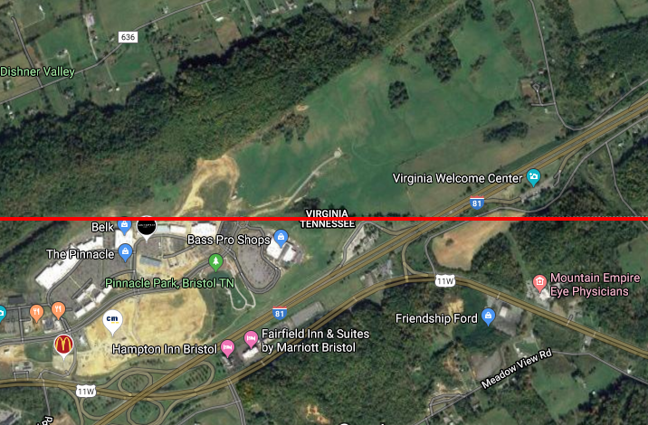 the developer of The Pinnacle, with a Bass Pro Shops store, owned 350 adjacent and undeveloped acres just north of the Virginia-Tennessee line