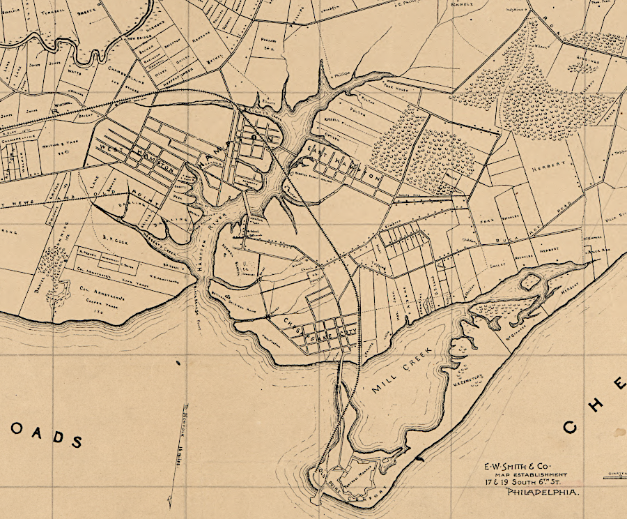 in 1902, an electric rail line connected Hampton to Newport News