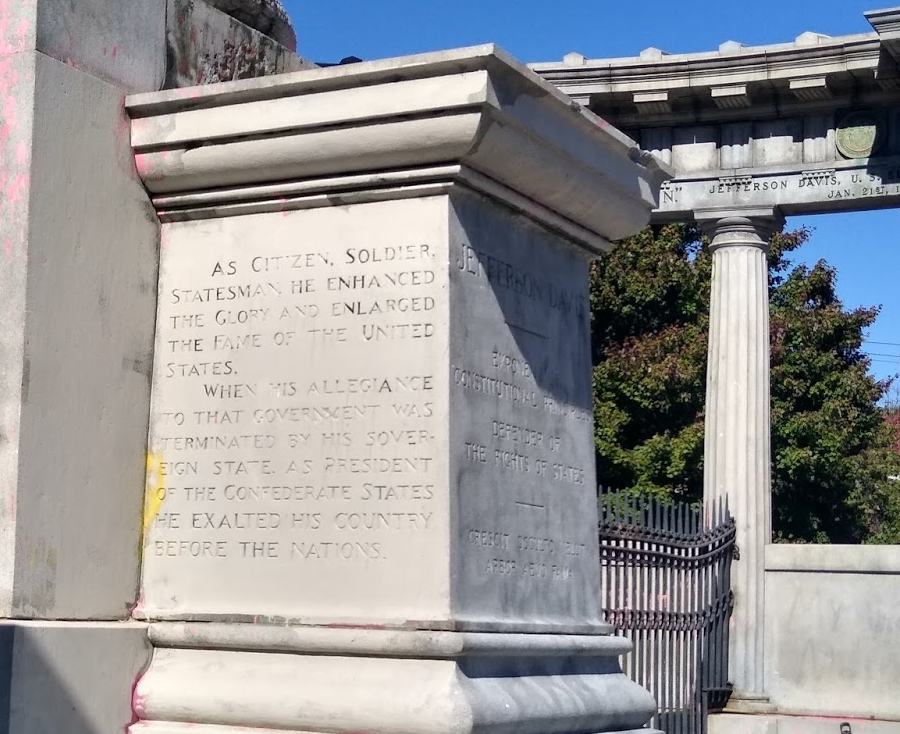 the Jefferson Davis monument claimed he exalted his country before the nations