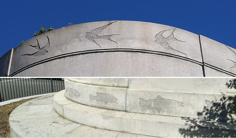 the Mathew Fontaine Maury monument pedestal included seabirds and fish