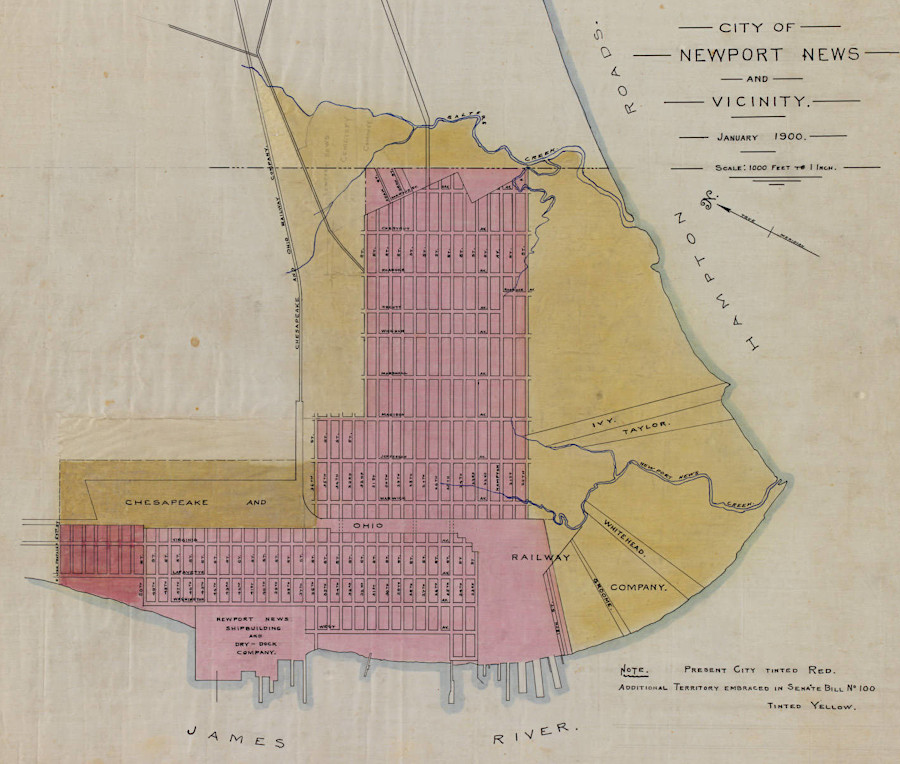 the original small Newport News annnexed land to expand, finally merging with the City of Warwick in 1958