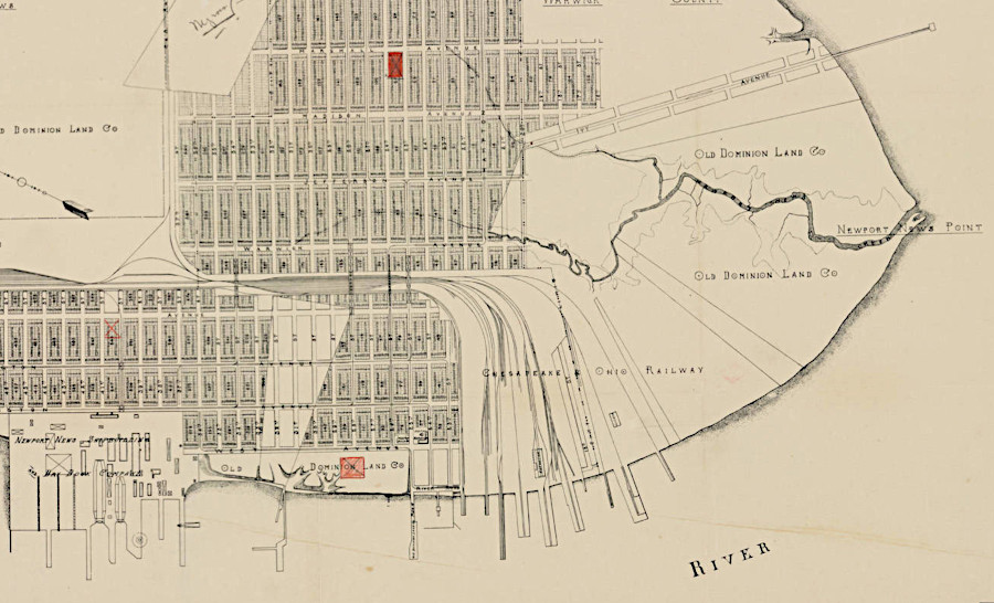 Colis P. Huntington used the Old Dominion Land Company to acquire land for the development of Newport News