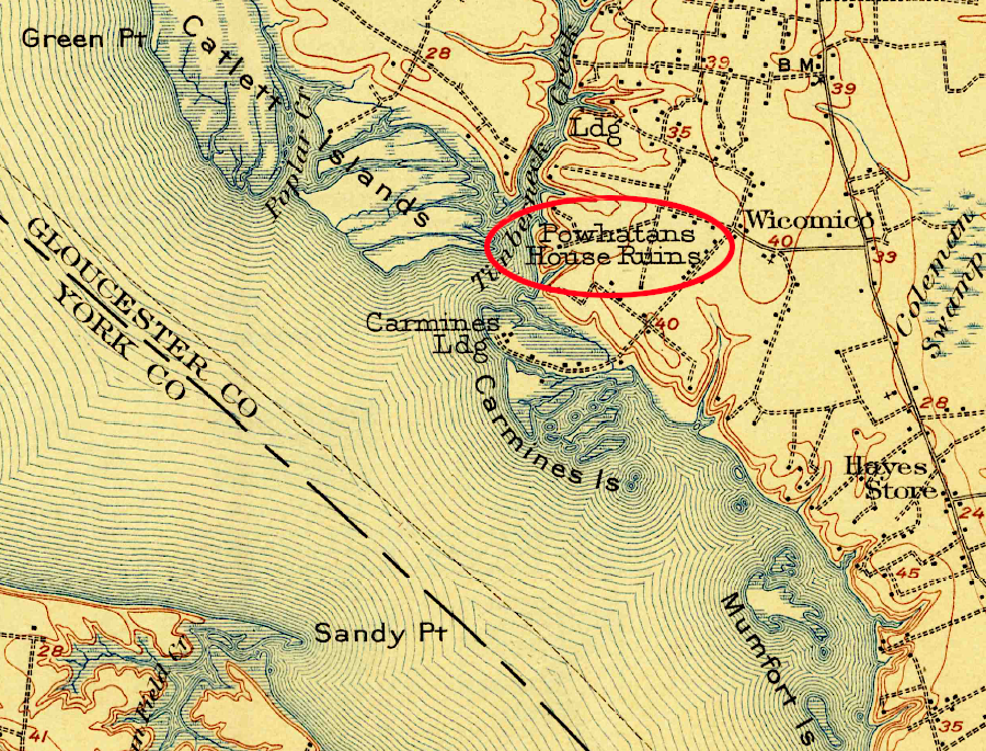 Powhatan's Chimney was once thought to mark the location of Werowocomoco