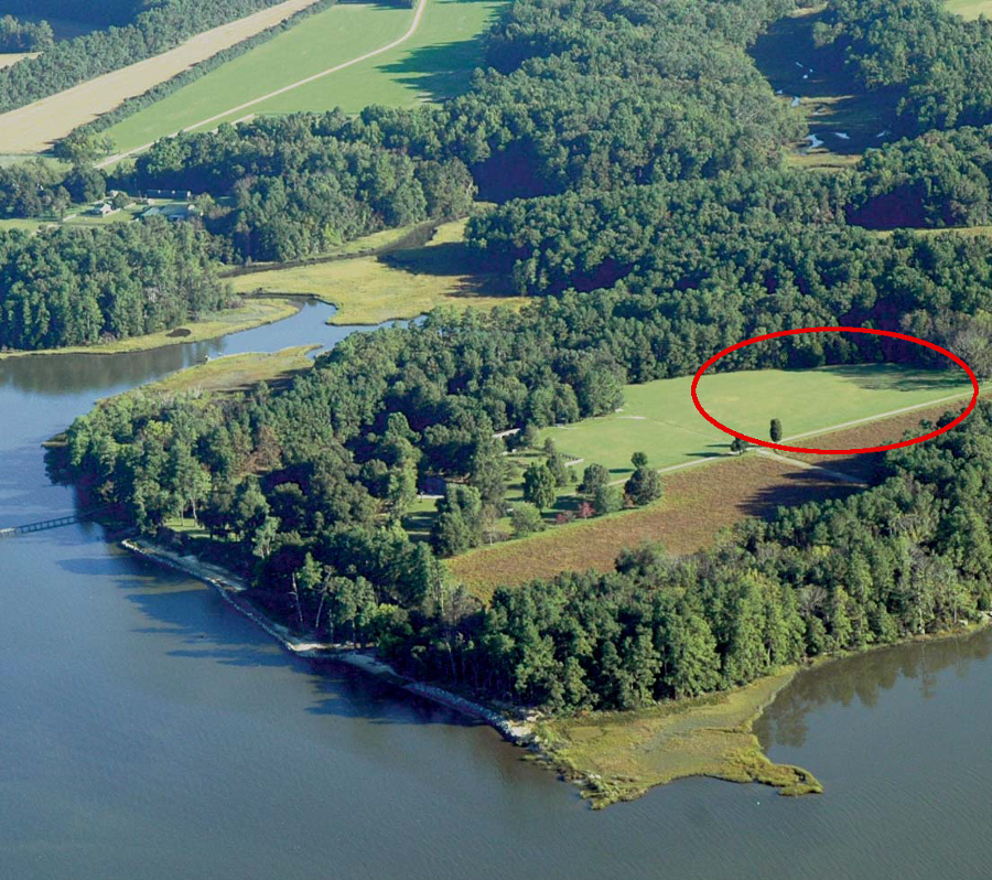 the area behind the trenches, potentially the sacred zone and residence of Powhatan, was set back from the secular town next to the river