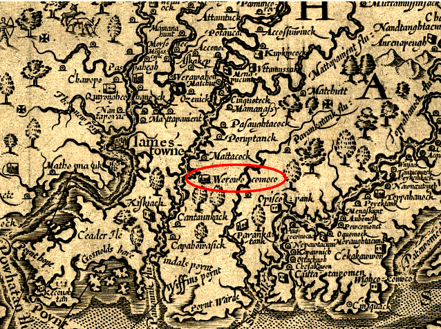 location of Werowocomoco at Purtan Bay