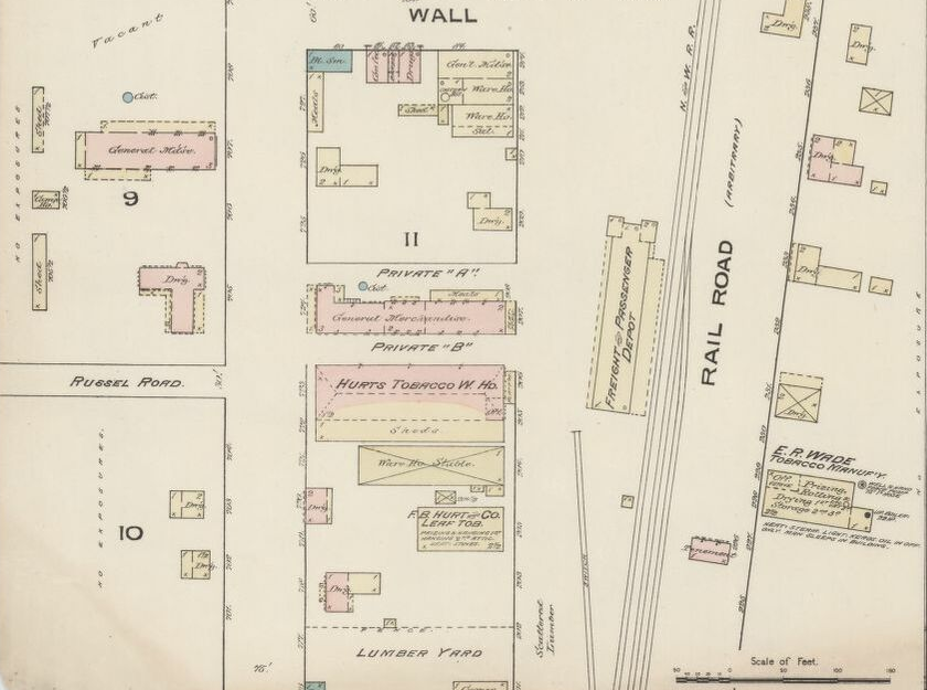 the Norfolk and Western Railroad enabled Abingdon to be a tobacco processing center in 1885