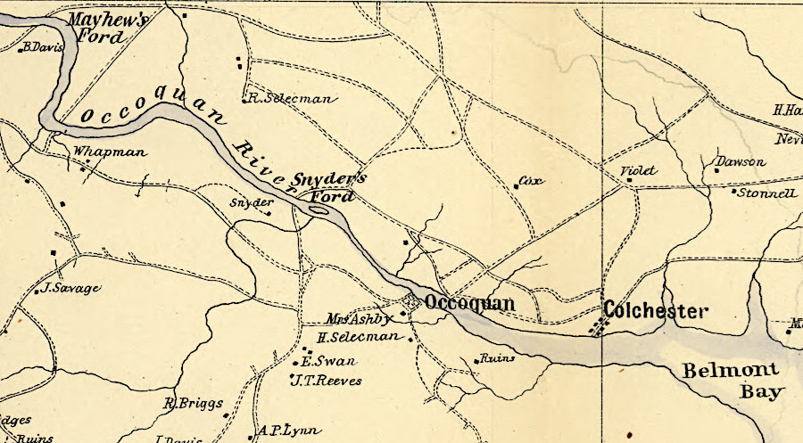 road network around Occoquan in 1864