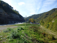 US 460, looking east from new bridge across Levisa Fork leading to new Grundy