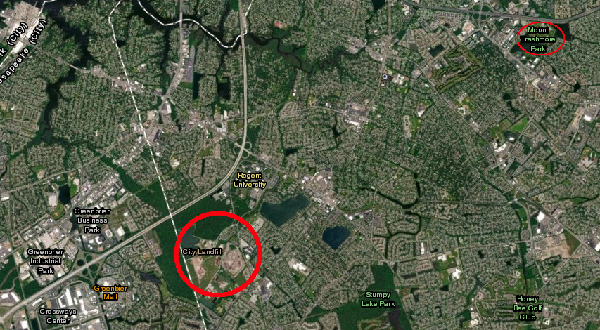 the Landfill and Resource Recovery Center (Mount Trashmore II) is the highest point in Virginia Beach