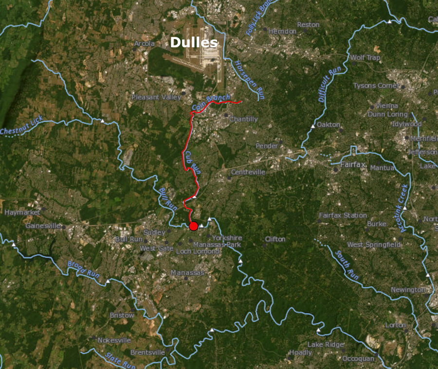 PFAS flows from Dulles International Airport to the Occoquan Reservoir via Cub Run