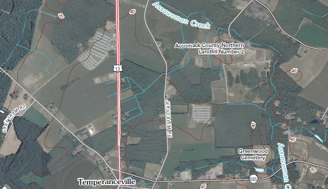 location of North Landfill, Accomack County