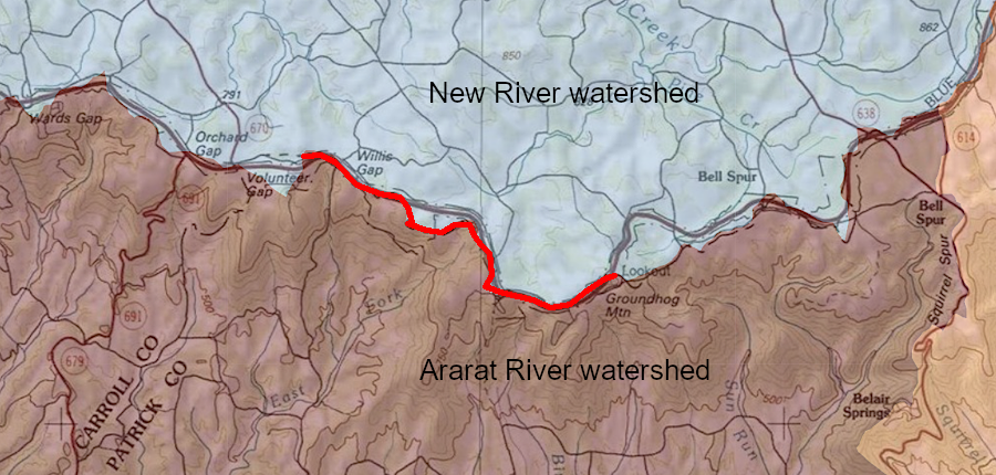 the General Assembly used only a portion of the Eastern Continental Divide to define the boundary between Patrick and Carroll counties