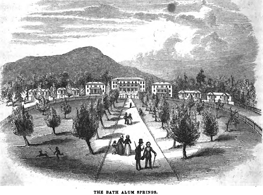 David Hunter Strother (pen name Porte Crayon) visited several resorts based on mineral/thermal springs in 1855