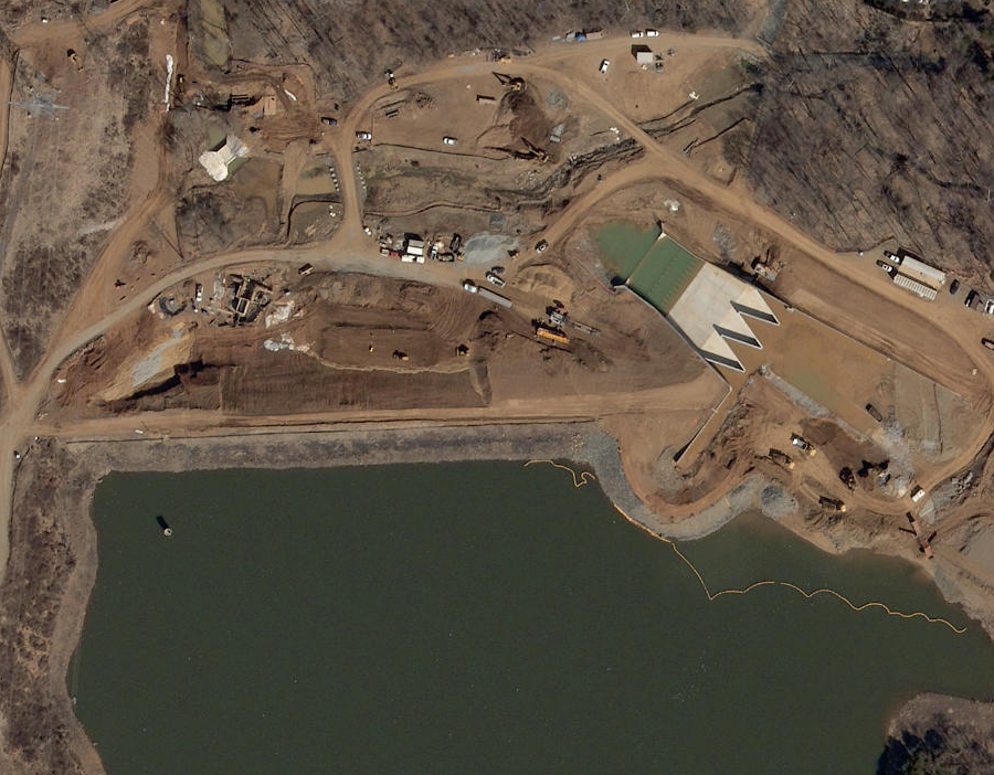 spillway at Beaverdam Reservoir under construction (Loudoun County)